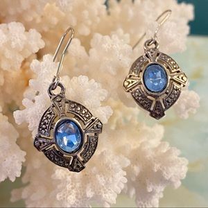 Faux Topaz Hammered Dots Drop Earrings